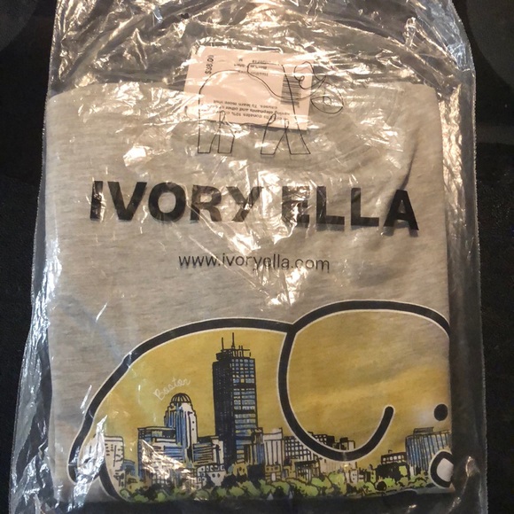 ‼️BOSTON‼️ NWT IVORY ELLA EXCLUSIVE GRAY SKYLINE ELEPHANT SHORT SLEEVE TSHIRT M - Picture 3 of 7
